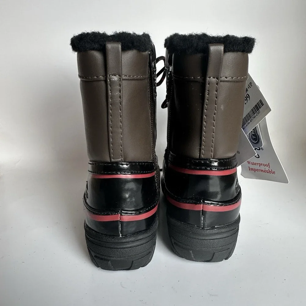 NWT Totes Kids Toddler Brown Black Winter Waterproof Insulated Boots Size 6